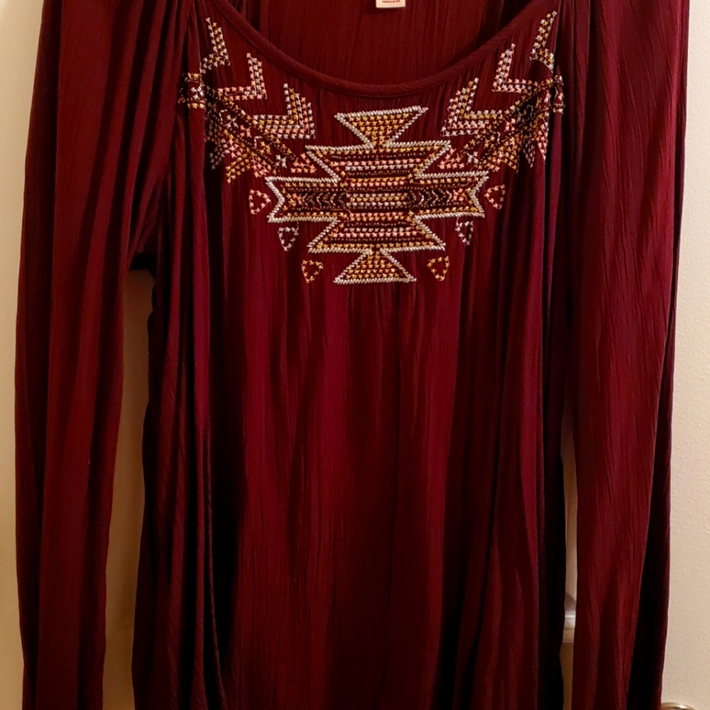 Mossimo Boho Aztec embroidered top